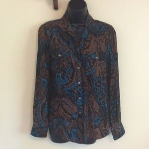 Lucky Brand Size S. Silk paisley long sleeve top.